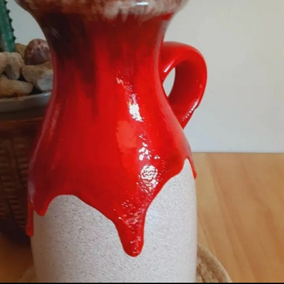 Vintage Fat Lava Drip Glaze Pottery Jug - Picture 2 of 7